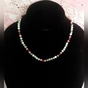 Tree Agate, Rhodonite & Garnet Beaded Necklace {J0367}CDM